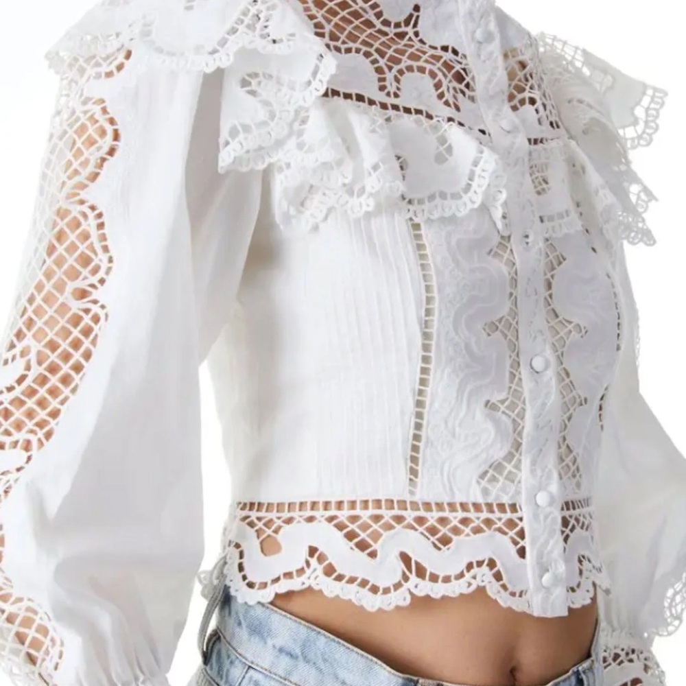 Alice + Olivia White Lace Blouse - Picture 2 of 8